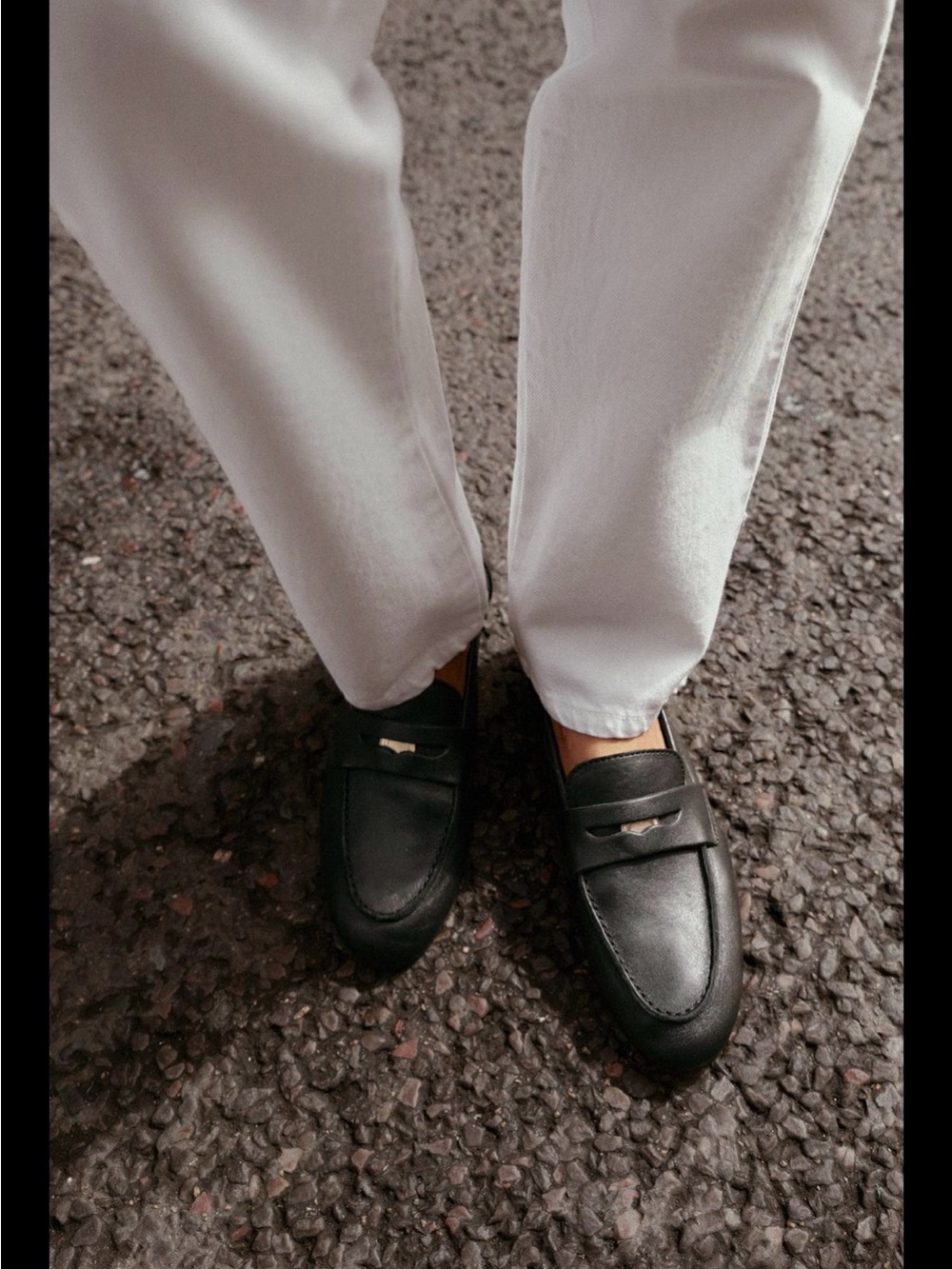 Zara Classic Black Leather Penny Loafers Size 8